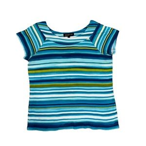 Jones New York Signature Striped Short Sleeve Tee Size Large